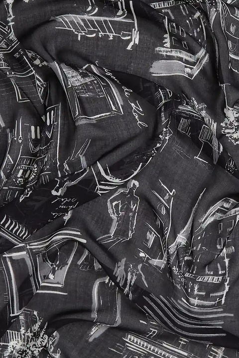 Karl Lagerfeld chusta z jedwabiem K/SKETCH damska kolor czarny wzorzysta A4W33116 - zdjęcie produktu nr 2