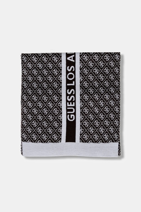 Guess szalik z domieszką wełny SEVYN kolor brązowy wzorzysty W4BZ22 Z3JD2 - zdjęcie produktu nr 2