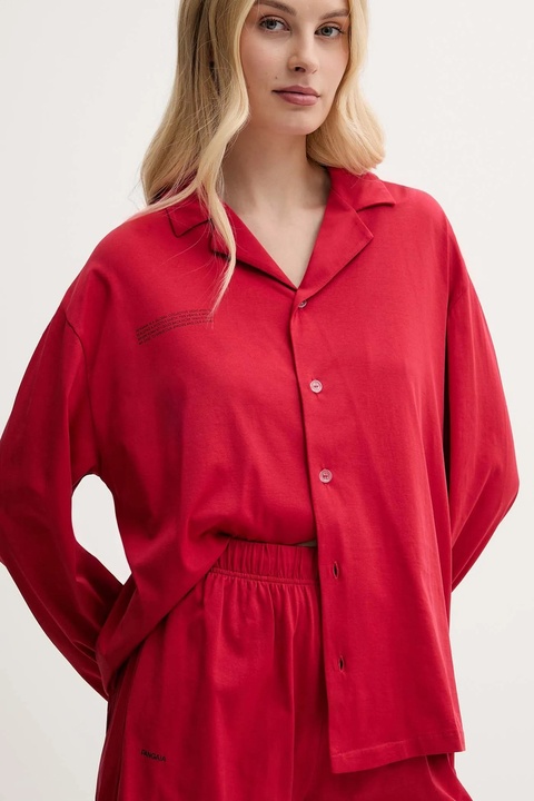 Pangaia piżama bawełniana damska kolor czerwony bawełniana 10002463 - zdjęcie produktu nr 2