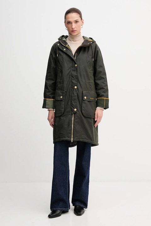 Barbour parka woskowana MARCY kolor zielony przejściowa oversize LWX1456 - zdjęcie produktu nr 1
