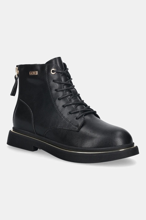 GOE botki skórzane SS2N4101 damskie kolor czarny na płaskim obcasie lekko ocieplone SS2N4101 BLACK GOLD - zdjęcie produktu nr 1