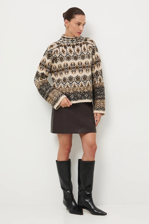 Medicine sweter z domieszką wełny damski kolor multicolor ciepły z półgolfem - zdjęcie produktu nr 2