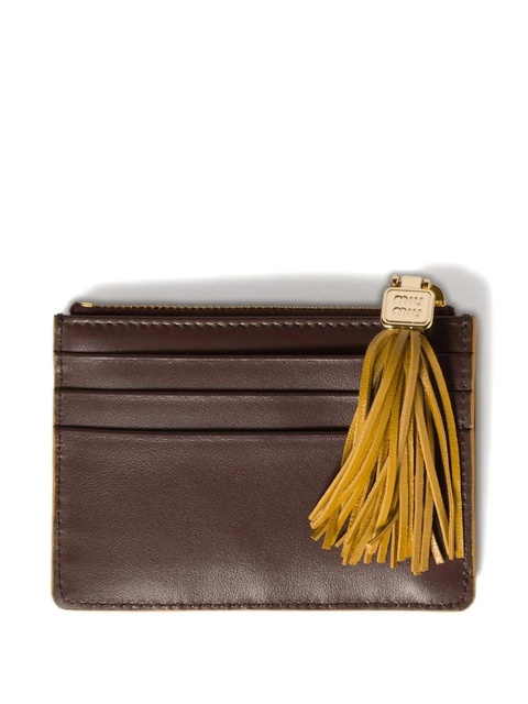 Miu Miu tassel-detail card holder - Brown - zdjęcie produktu nr 2