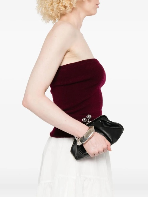 Weekend Max Mara pleated metal-top shoulder bag - 007 SCURI - zdjęcie produktu nr 2