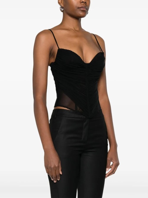 Blumarine ruched mesh top - Black - zdjęcie produktu nr 2