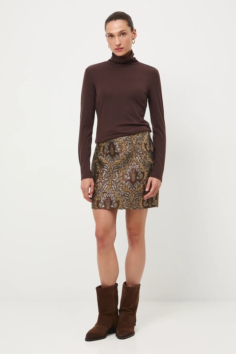 Medicine longsleeve z wełną kolor brązowy z golfem - zdjęcie produktu nr 1