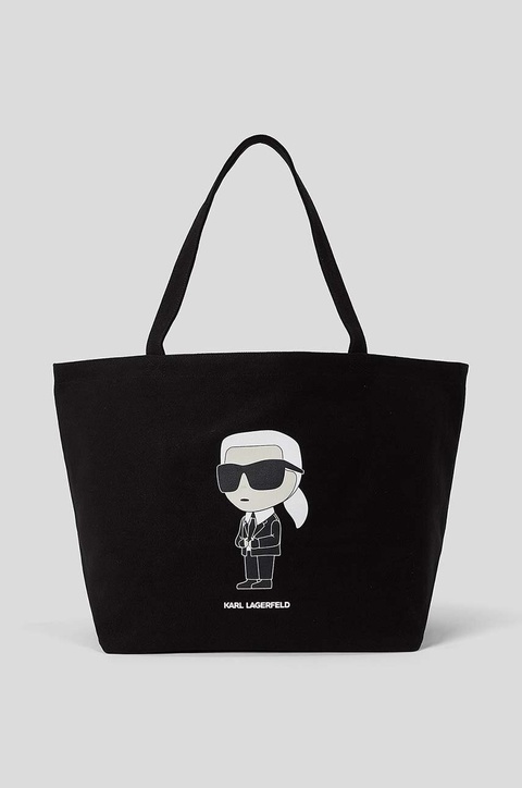 Karl Lagerfeld torebka bawełniana kolor czarny - zdjęcie produktu nr 1