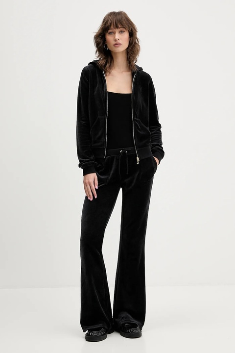 Juicy Couture spodnie dresowe welurowe CAISA LOW RISE PANT damskie kolor czarny gładkie JCSEBJ008G - zdjęcie produktu nr 1