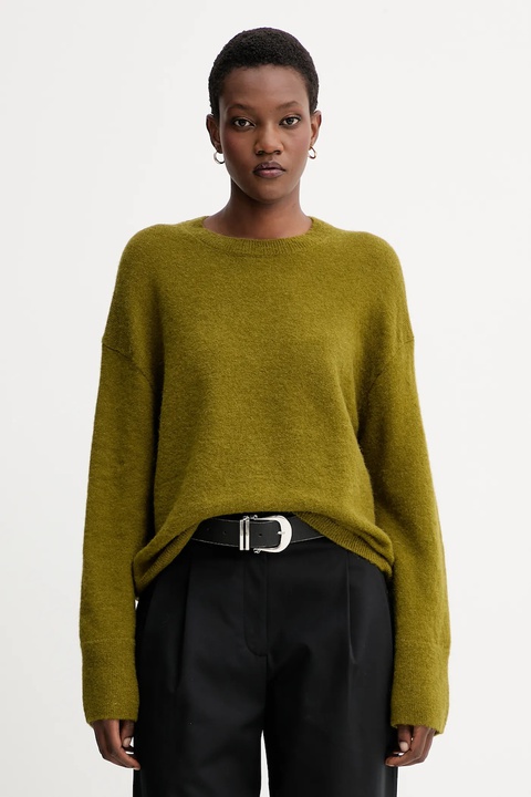 Marc O'Polo sweter z dodatkiem wełny damski kolor zielony lekki 509607460179 - zdjęcie produktu nr 1