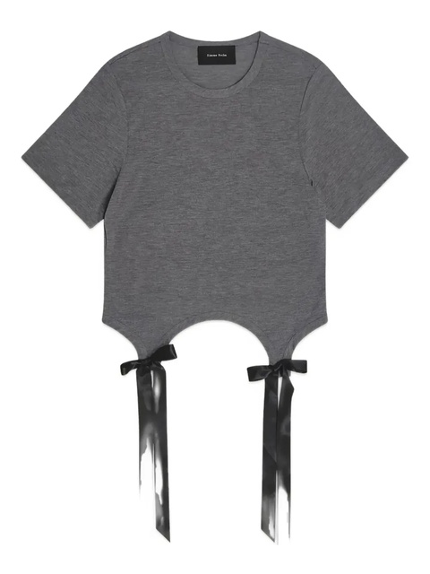 Simone Rocha crew-neck bow-embellishment T-shirt - Grey - zdjęcie produktu nr 1