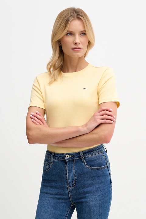 Tommy Hilfiger t-shirt bawełniany damski kolor żółty WW0WW40587 - zdjęcie produktu nr 1