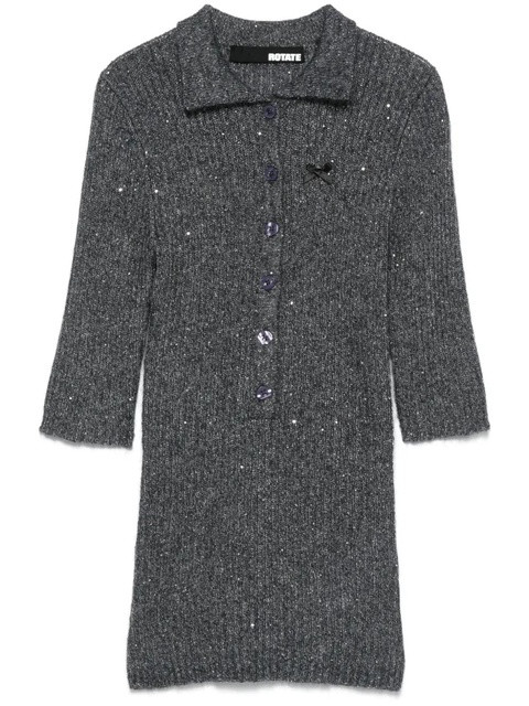ROTATE BIRGER CHRISTENSEN sequin knit polo shirt - Grey - zdjęcie produktu nr 1