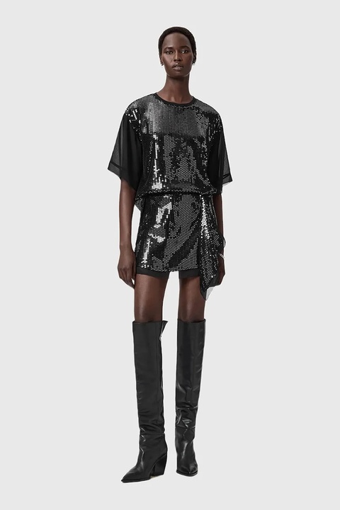 AllSaints spódnica kolor czarny mini rozkloszowana W035RD - zdjęcie produktu nr 2