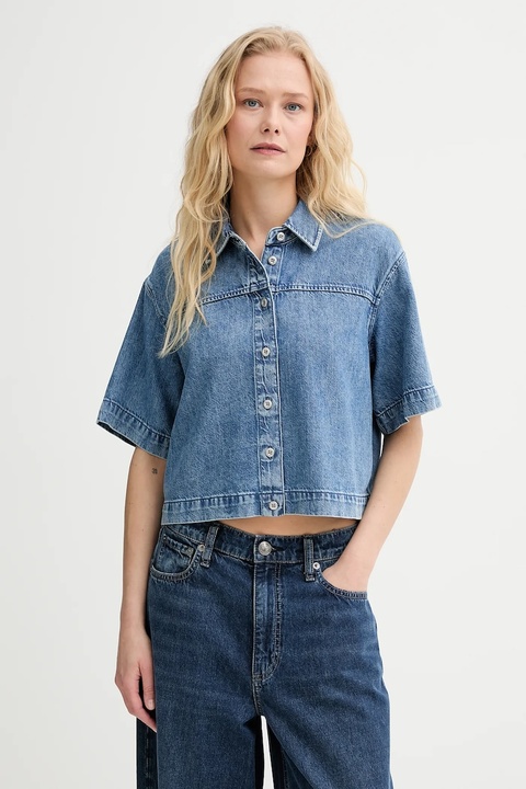 Rag & Bone koszula jeansowa damska kolor niebieski relaxed z kołnierzykiem klasycznym WDD25PA001UFRI - zdjęcie produktu nr 1