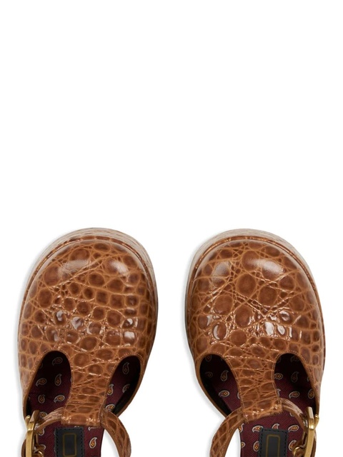 ETRO 110mm crocodile-embossed platform pumps - Brown - zdjęcie produktu nr 2