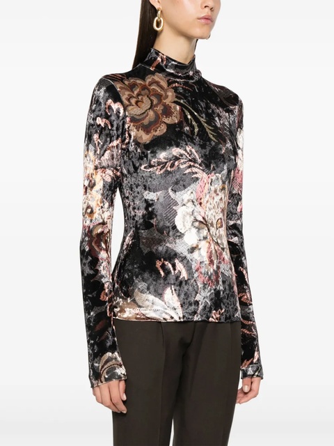 ETRO crushed-velvet top - Black - zdjęcie produktu nr 2