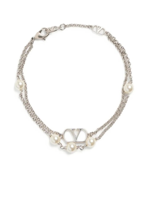 Valentino Garavani VLogo Signature double-chain bracelet - Silver - zdjęcie produktu nr 1
