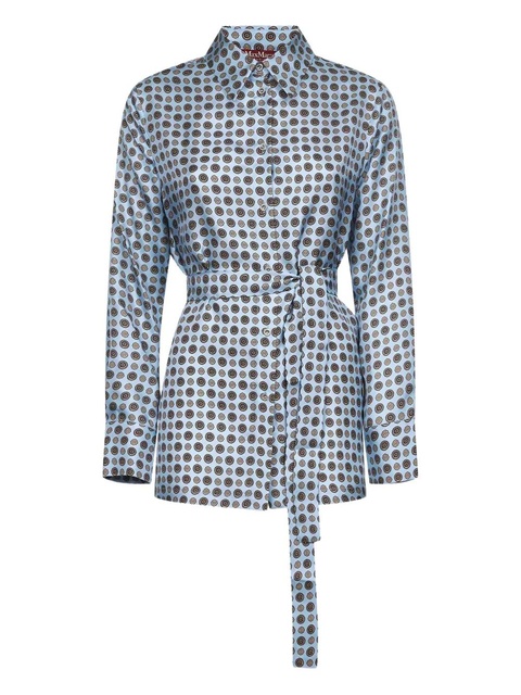 Max Mara geometric-print tie-belt shirt - Blue - zdjęcie produktu nr 1