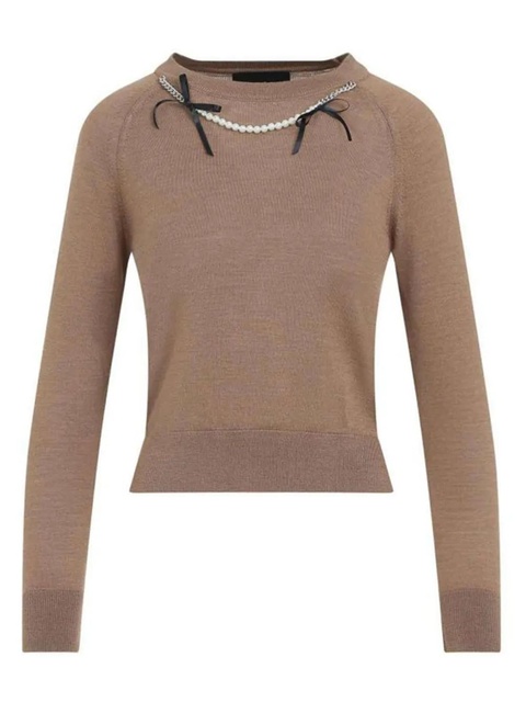 Simone Rocha pearl chain bow sweater - Neutrals - zdjęcie produktu nr 1