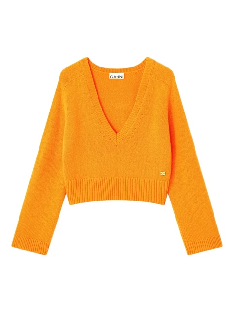 GANNI cashmere deep-V-neck sweater - Orange - zdjęcie produktu nr 1