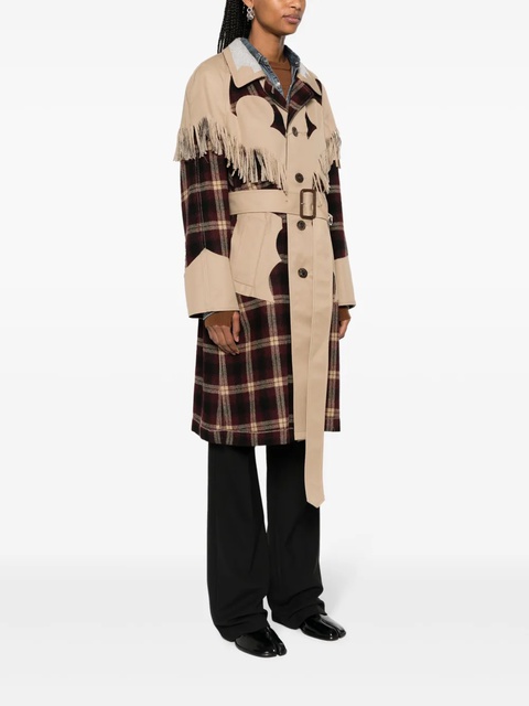 Maison Margiela check-pattern fringed wool coat - Red - zdjęcie produktu nr 2