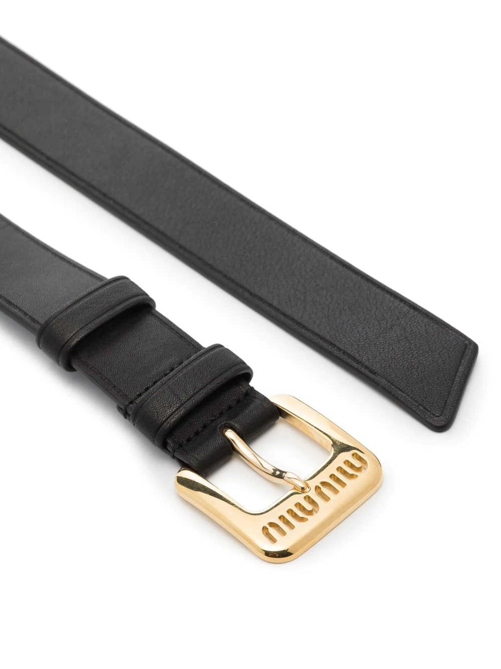 ベルト MiuMiu FW25 Black naplak belt (5CC6302DNT F0002) Miu Miu/ミュウミュウ｜ブラック レザー ベルト
