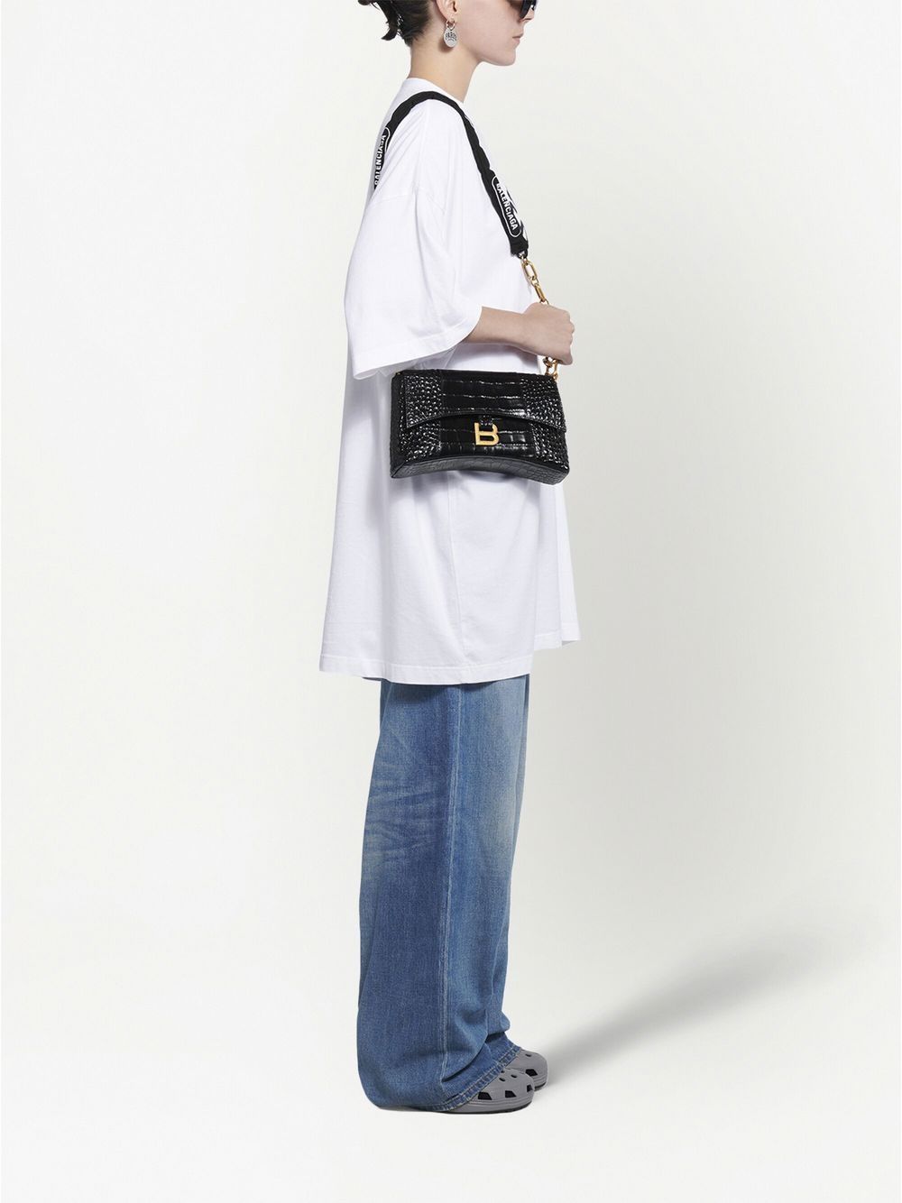 直営店☆BALENCIAGA☆ DOWNTOWN Bロゴ XS ショルダーバッグ/ 黒 BALENCIAGA UNISEX Downtown XS Crossbody Bag Black