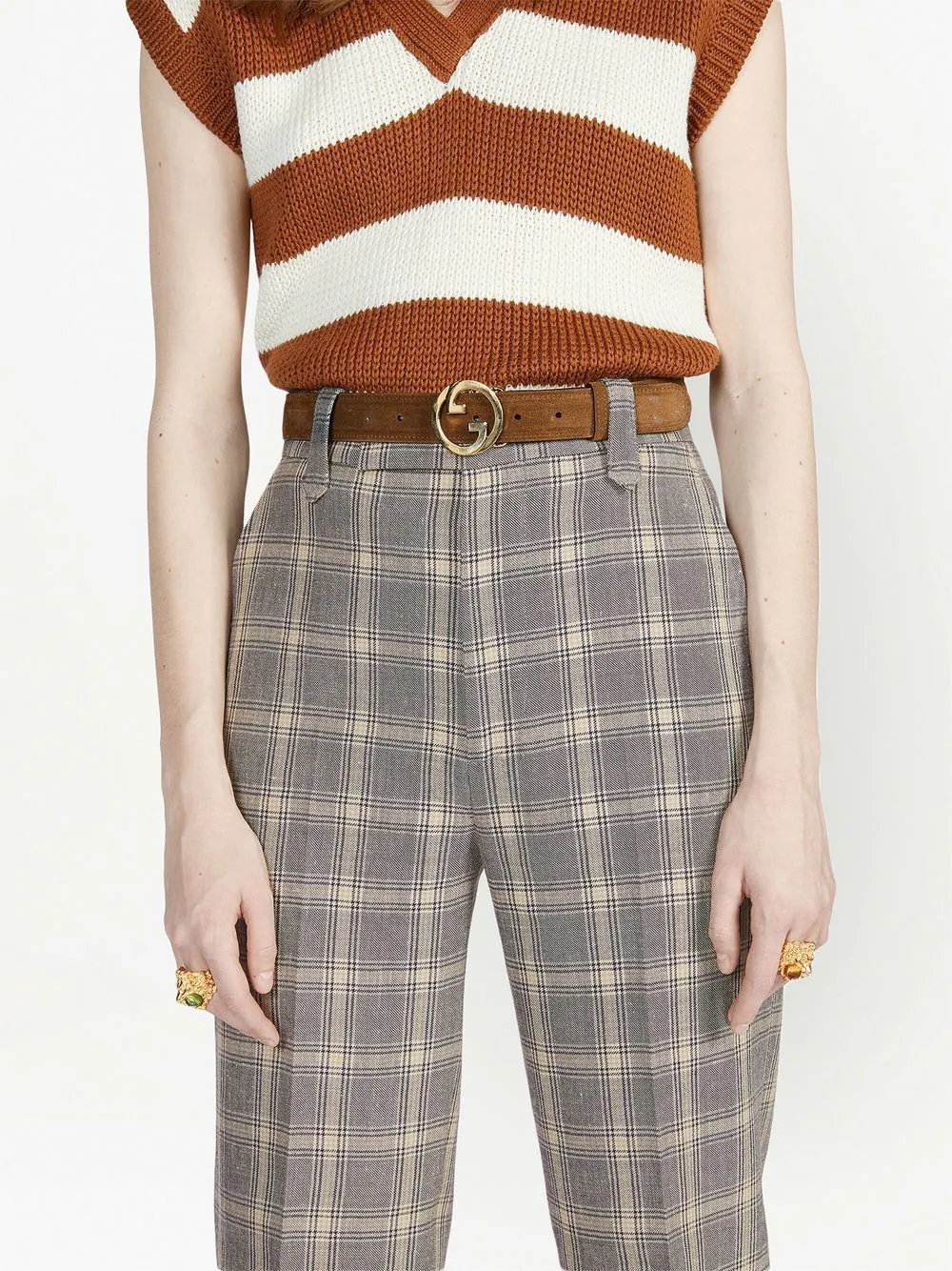 Gucci Blondie suede belt - Brown za 1 703,00 PLN na Selected