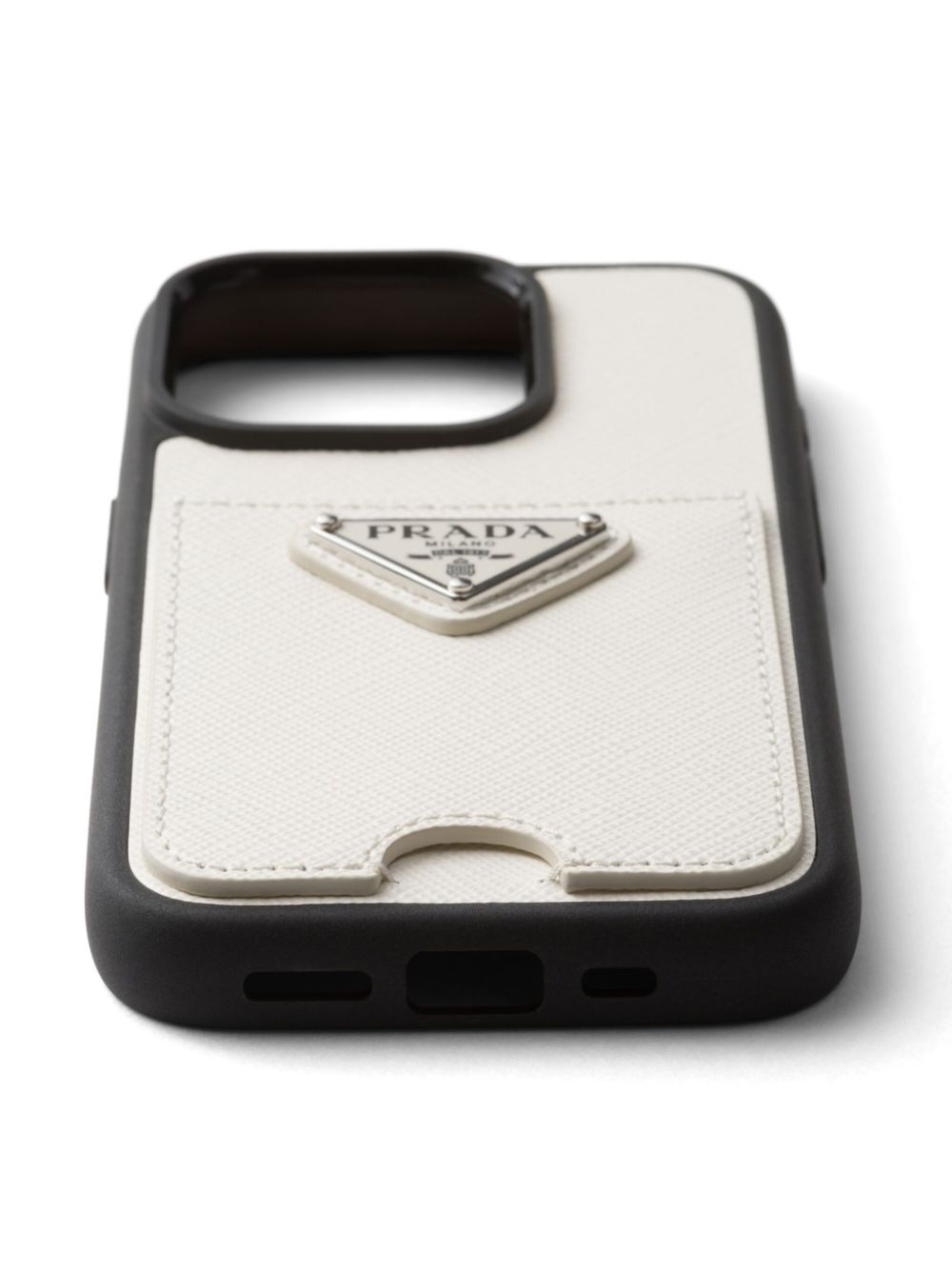 PRADA iphone15Pro ケース トライアング ホワイト　ブラック Prada triangle logo iPhone 15 Pro case - White za 1 642,00