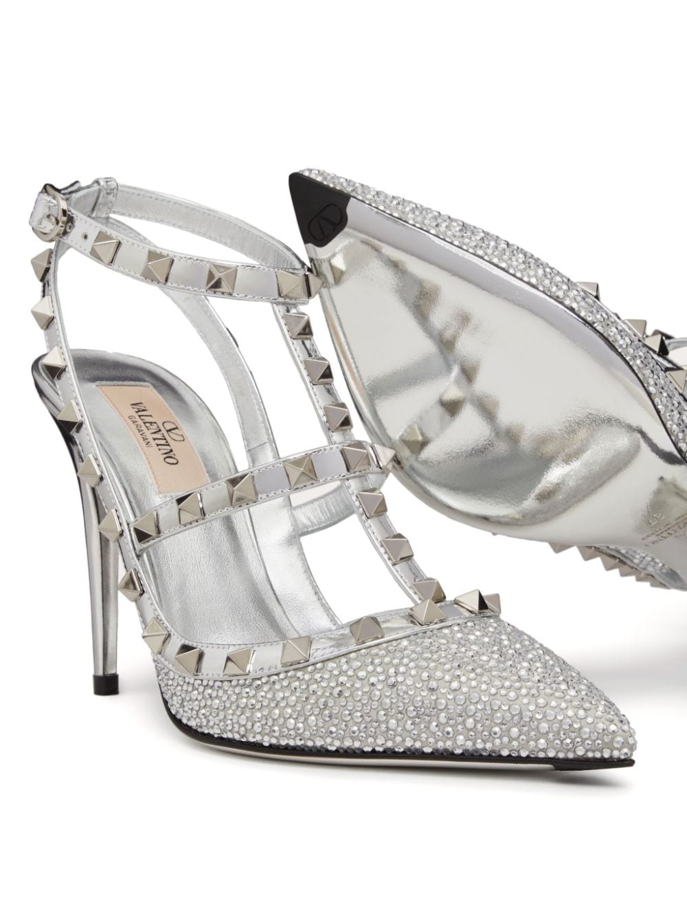 Valentino Garavani Rockstud 100mm crystal-embellished pumps