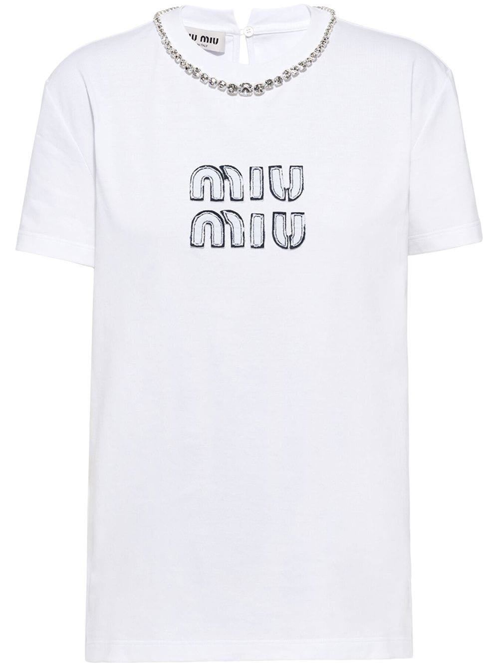 Miu Miu crystal-embellished cotton T-shirt - White za 4 747