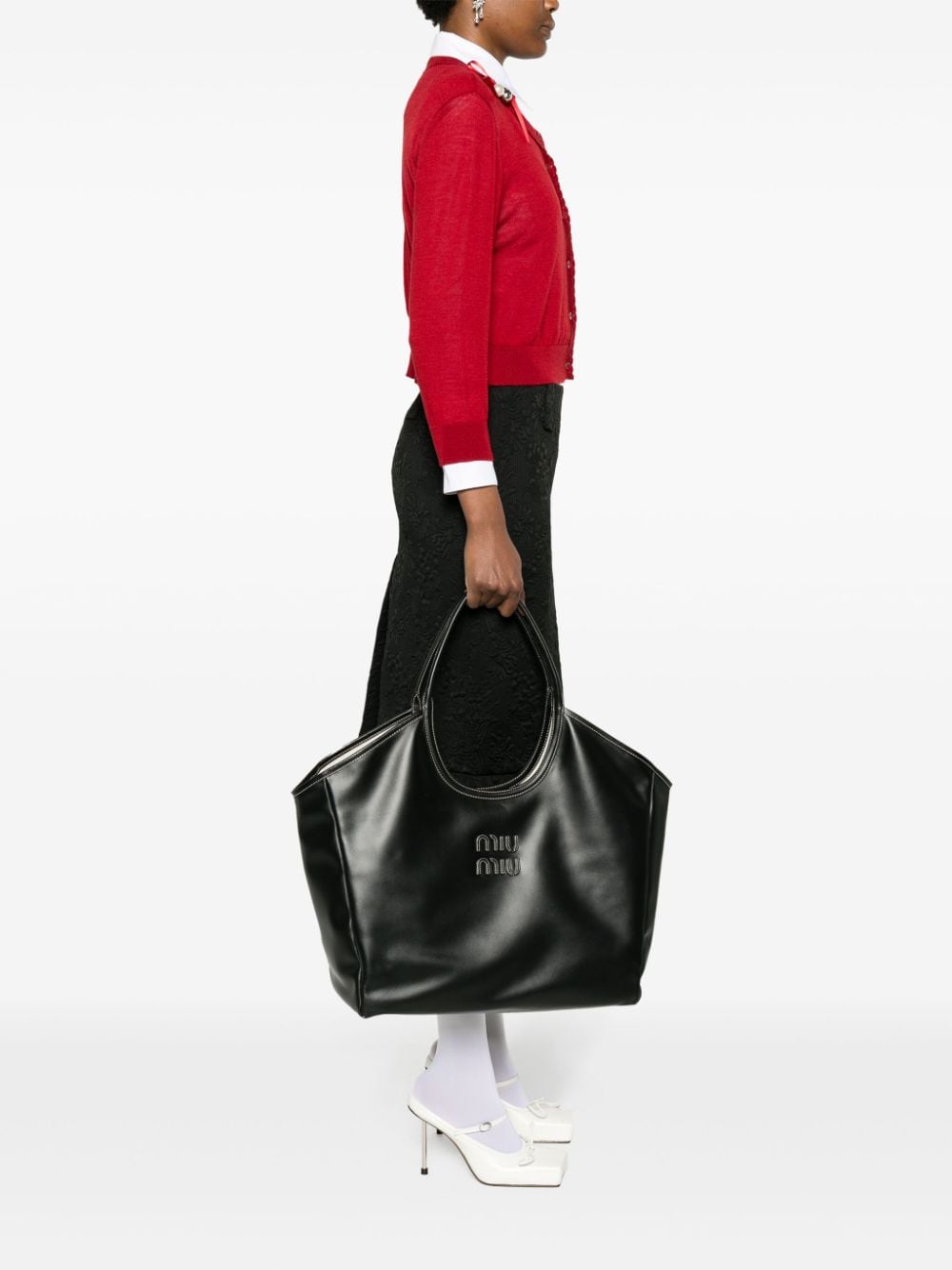 Miu Miu Ivy leather tote bag - Black za 8 963,00 PLN na