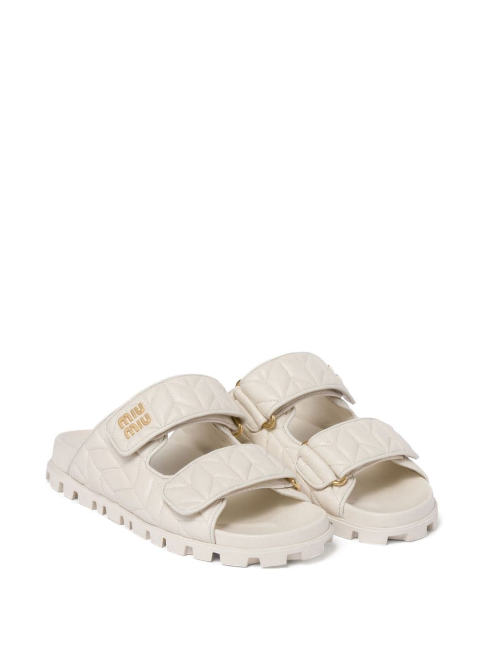 Miu Miu Matelassé nappa leather slides - White za 4 109,00